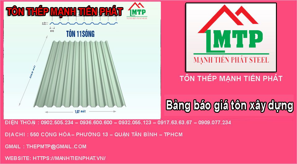 Tôn xây dựng tại sắt thép Mạnh Tiến Phát