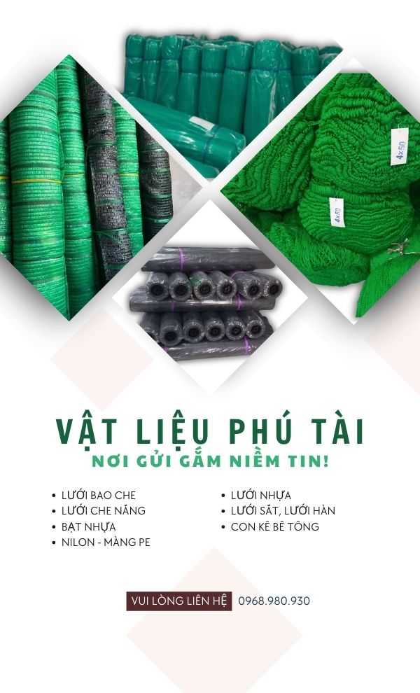 Phú Tài cung cấp lưới bao che công trình, cục kê bê tông, lưới hứng vật rơi